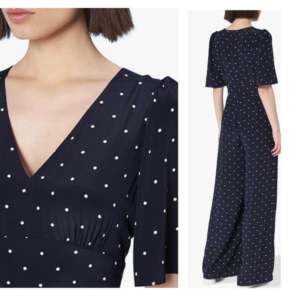 LK BENNETT Diana Silk Polka Dot Jumpsuit, Navy 0 - Picture 6 of 6
